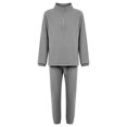 thumbnail image 1 of Kmbangi Solid Color Stand Collar Long Sleeve Tops+ Long Ankle Banded Pants, 1 of 9