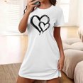 thumbnail image 2 of Mrat Jupe de Pyjama pour Femme Nuisette pour Femme Tenue de Nuit Manches Courtes Chemise de Nuit Décontractée Imprimée Robe de Nuit Ample Confortable Pyjama S-79 Blanc m, 2 of 7