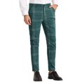 thumbnail image 4 of INSPIRE CHIC Men's Dress Plaid Slim Fit Flat Front Prom Checked Trousers 36 Green, 4 of 6