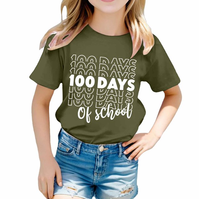 TZEWGL Chemise Décontractée pour Enfant Mignonne Imprimée Graphique Col Rond Manches Courtes Vêtements pour Filles Garçons Taille 12-13T