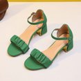 thumbnail image 4 of Womens Heeled Sandals Mid Block Chunky Heels Open Toe Adjustable Ankle Strap Wrinkle Strap Solid Color Non Slip Summer Party Dress Pumps Shoes Green, 4 of 6