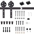 thumbnail image 4 of HOMCOM 6' Sliding Barn Door Hardware Kit Smoothly Barn Door Kit Brown, 4 of 10