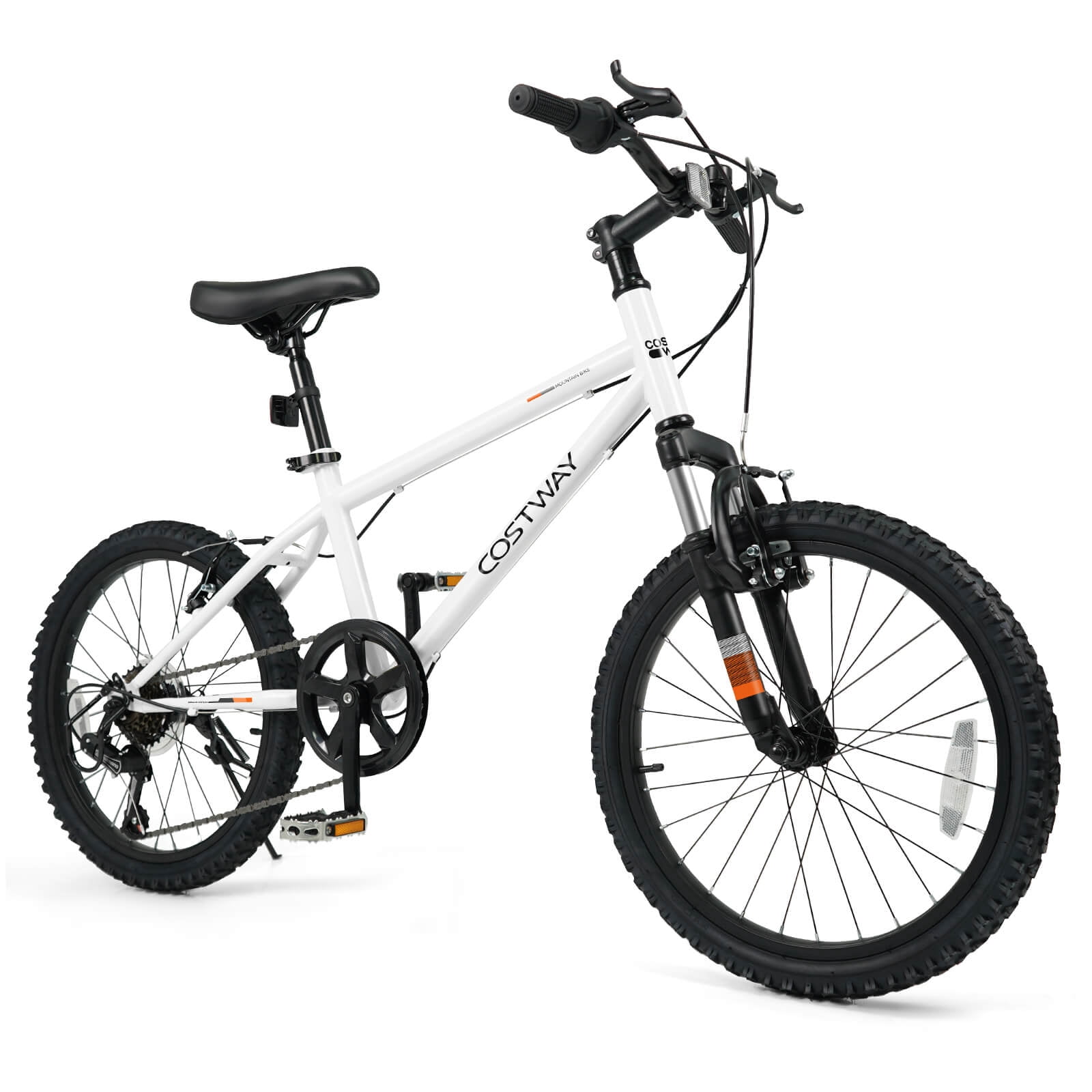 Costway 20 Inch Kids Mountain Bike for Boys Girls Aged 8+ Years Old with Suspension Fork White