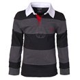 thumbnail image 2 of Petit Garçon Polo Rugby à Manches Longues en Coton 100 à Larges Rayures - Noir Charbon Taille 3, 2 of 3