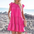 thumbnail image 2 of Liquidation d'Économies d'Été RKSTN Robe d'Été pour Femmes, Couleur Unie, Col Rond, Manches Courtes, Robe de Fête, Robe de Plage Ample, 2 of 7