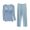 thumbnail image 2 of LSLJS Ensembles de Pyjamas de Maternité et d'Allaitement à Manches Longues, Pyjamas d'Allaitement avec Pantalon Long pour l'Hôpital, Ensembles de Pyjama pour Femmes ( m, Bleu ), 2 of 9