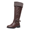 thumbnail image 4 of Dakaela Women's Knee High Boots Comfort Buckle Riding Combat Boot Round Toe Long Tall Fall Winter Shoes, 4 of 5