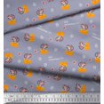 thumbnail image 3 of Soimoi Grey Cotton Duck Fabric Cheese Slice & Rats Kids Printed Fabric 1 Yard 56 Inch Wide, 3 of 3