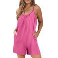thumbnail image 1 of AherBiu Wide Leg Short Jumpsuits for Women Sleeveless Spaghetti Strap Summer Boho Rompers with Pockets, 1 of 7