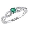 thumbnail image 1 of Lab-Created Emerald Infinity Ring with Diamonds 1/5 Carat (ctw) in Sterling Silver, 1 of 4