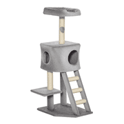 PawHut 47" Cat Tree Tower with Condo, Ladder, Scratching Posts, Ball