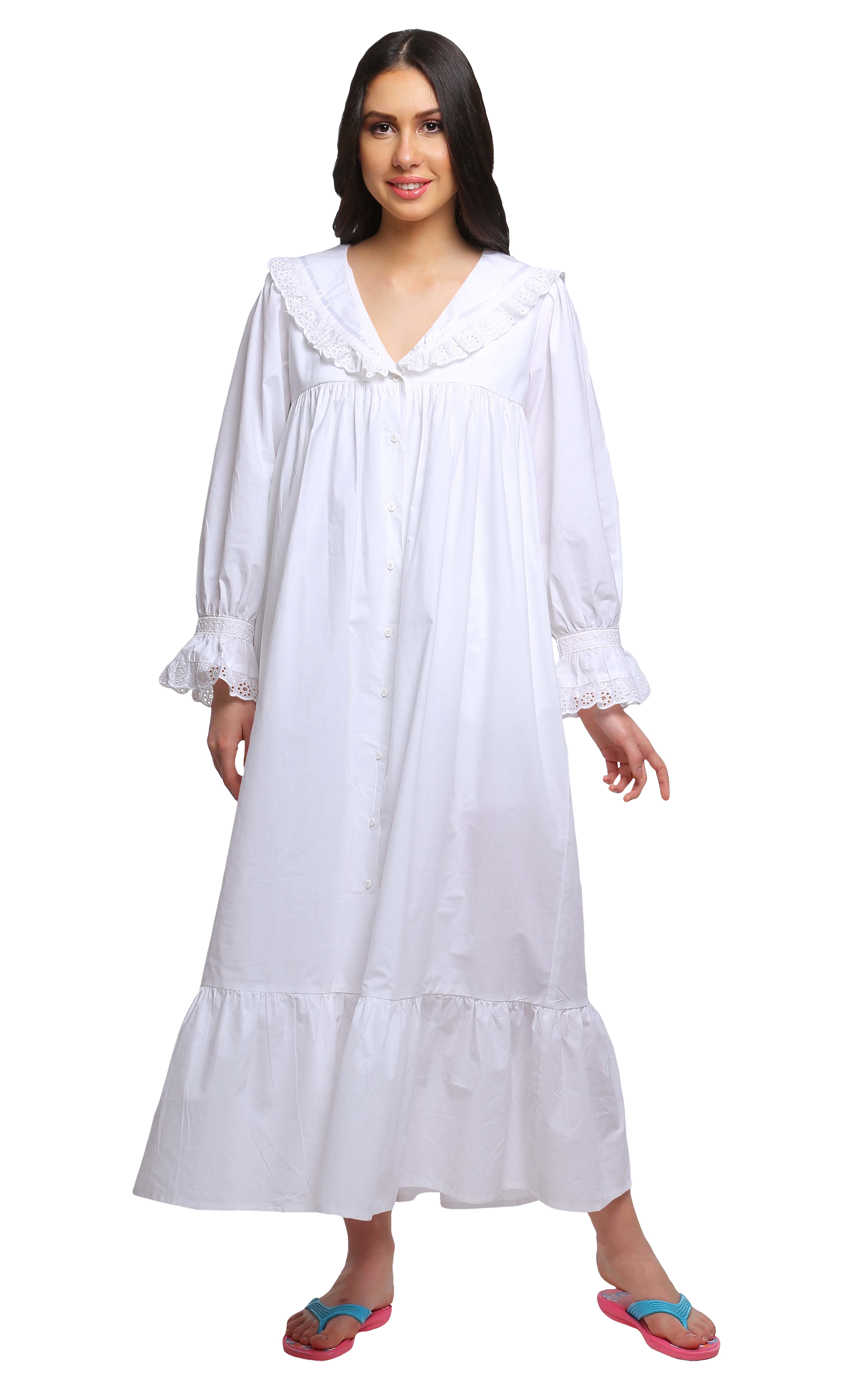 Moomaya Robe de Nuit d'Allaitement à Manches Courtes en Popeline de Coton Unie pour Femmes