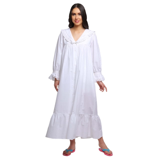 Moomaya Nuisette Unie pour Femmes à Manches Courtes, Col Rond, en Coton, Vêtement de Nuit