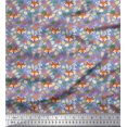 thumbnail image 1 of Soimoi Poly Georgette Fabric Leaves & Fox Face Cartoon Printed Fabric 1 Yard 52 Inch Wide, 1 of 3