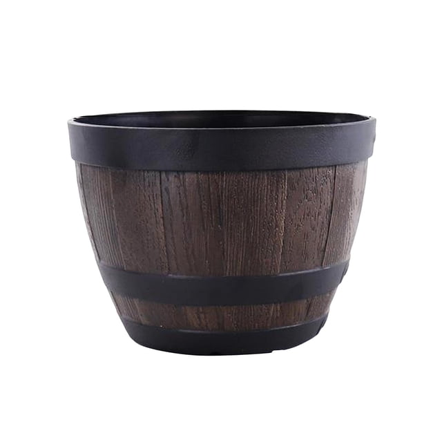Almencla Indoor Outdoor Barrel Tree Planter Flower Pot 9 inch