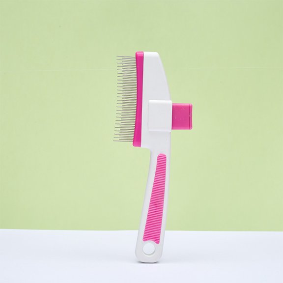 Pet Hair Removal Comb Flea Comb Cat Brush With Release Button Cat Grooming Brushes For Indoor Cats Shedding Cleaning Shedding Pet Hair Remover For Dogs Cats Pet Grooming Brush T Tibetan Accessories