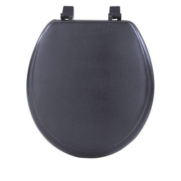 Fantasia Black Soft Standard Vinyl Toilet Seat, 17 in.
