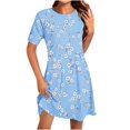 thumbnail image 1 of Ovzne Robes d'Été pour Femmes Robe pour Femme Mode pour Femmes Col Rond Manches Courtes Robe Chandail Imprimée Robe d'Été Manches Courtes Liquidation, 1 of 4