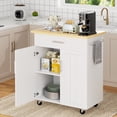 thumbnail image 1 of Walsunny Kitchen Island Table Stand with Storage on Wheels,Rolling Kitchen Cart Storage Cabinet with Drawer,White, 1 of 8