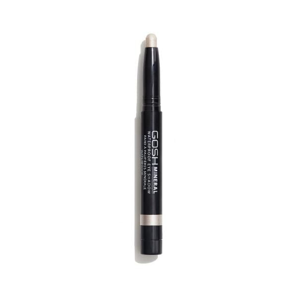GOSH-Mineral Waterproof Eye Shadow - 001 Pearly White stick with black casing and creamy pearly white tip, featuring a soft, creamy texture and waterproof, smudge-resistant formula for easy, long-lasting eye makeup application.