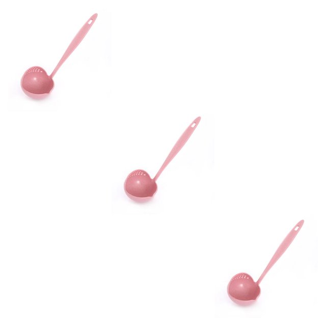 yingyy 2 in 1 Soup Spoon Long Handle Home Strainer Cooking Colander Kitchen Scoop Plastic Ladle Tableware Kitchen accessories pink 1pcs 3Set