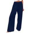 thumbnail image 1 of Timegard Linen Pants For Women High Waist Wide Leg Pants Drawstring Elastic Trousers Loose Casual Solid Color Pants, 1 of 6