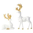 thumbnail image 2 of jifeng 2 Pcs Figurine de Cerf en Résine Décoration Statue Blanche, 2 of 9