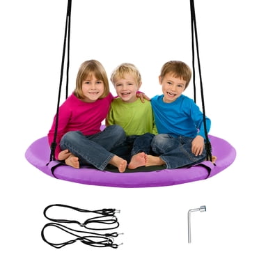 Costway 40'' Flying Saucer Tree Swing Indoor Outdoor Play Set Kids Christmas Gift Purple