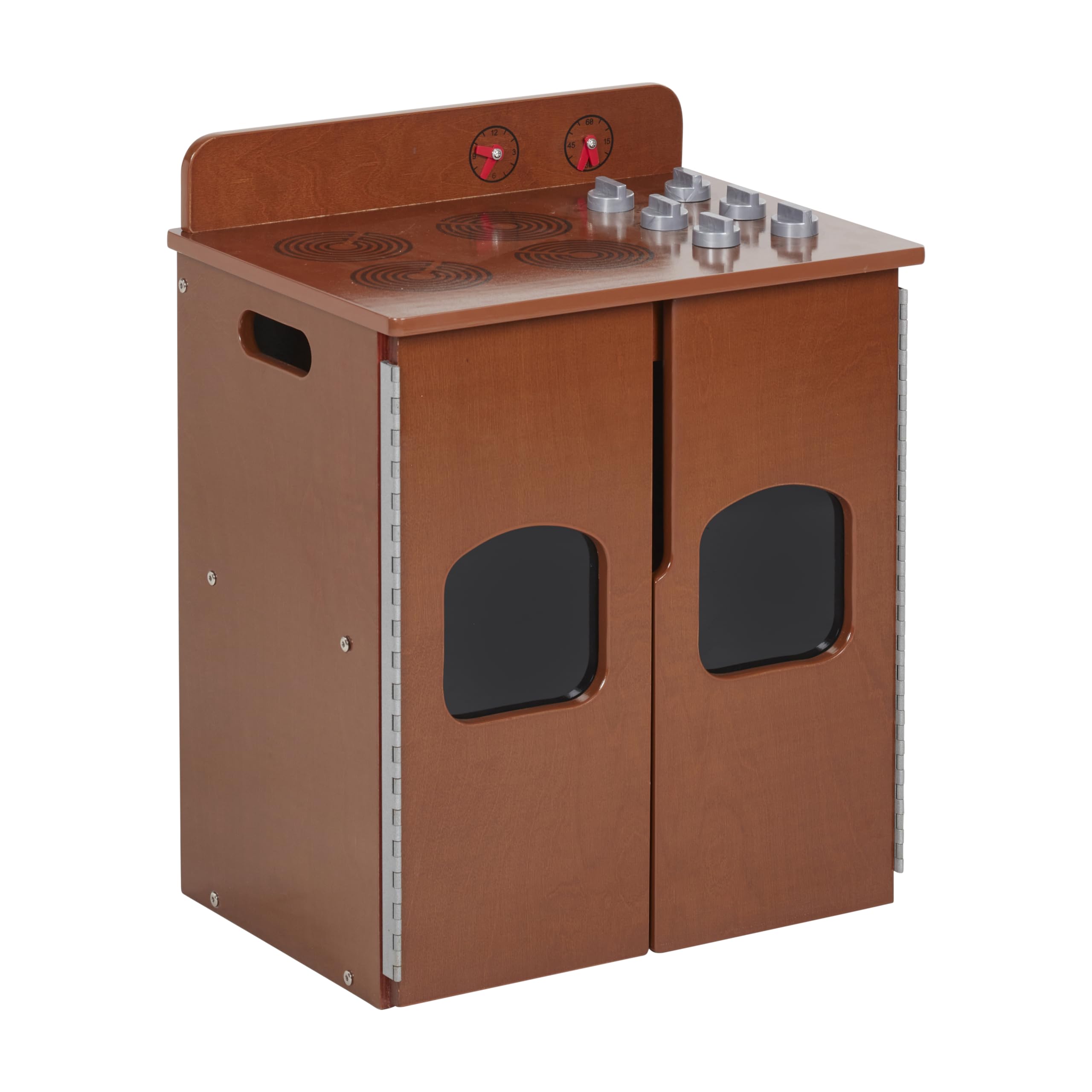 ECR4Kids Play Kitchen Stove, Wooden Playset, Dark Walnut