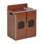 ECR4Kids Play Kitchen Stove, Wooden Playset, Dark Walnut