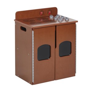 ECR4Kids Play Kitchen Stove, Wooden Playset, Dark Walnut
