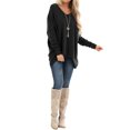 thumbnail image 3 of Women Long SLeeve V Neck Irregular Hem Tunic Top, 3 of 5