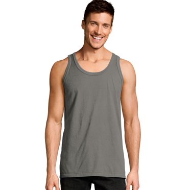 Hanes Homme ComfortWash Débardeur Sans Manches Teint en Pièce, 2TG, Gris Béton