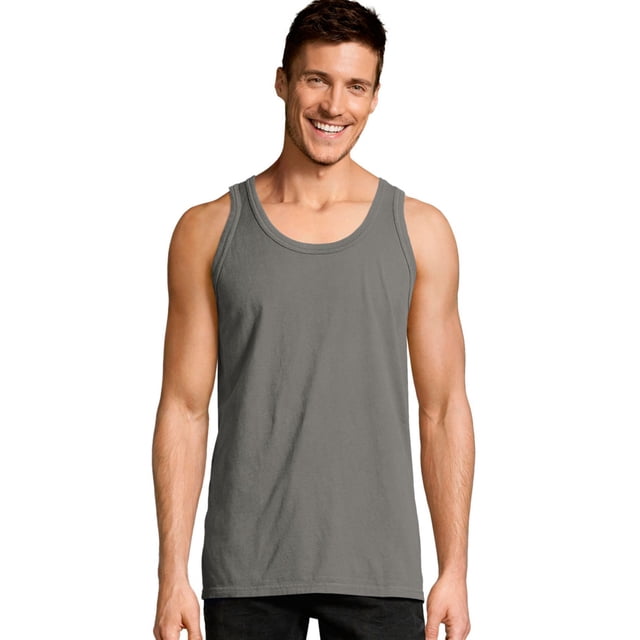 Hanes Mens ComfortWash Garment Dyed Sleeveless Tank Top, S, Concrete Grey