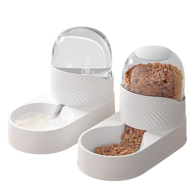 Automatic Dog Cat Feeder And Water Dispenser Set,Auto Gravity Food Feeder And Waterer Set Pet Food Dispenser Waterer For Small Medium Dog Puppy Kitten