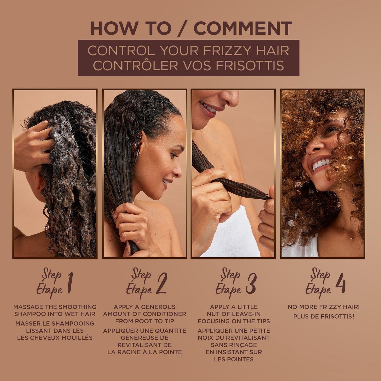 Garnier Whole Blends Huile de Coco & Beurre Cacao Shampooing Lissant pour Cheveux Frisottés
