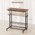 thumbnail image 3 of Costway Bureau Debout Mobile avec Plateau Inclinable, Étagères de Rangement et Roulettes pour Salon, 3 of 10