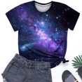 thumbnail image 4 of Tnhcen T-Shirts de Base d'Été à Manches Courtes à Col Rond pour Femmes avec Imprimé Galaxie Coloré – T-Shirts Grande Taille P-5TG Extensibles et Respirants, 4 of 5