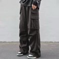 thumbnail image 2 of Dagugfen Cargo Pants for Men Elastic Waist Drawstring Outdoor Trainning Running Athletic Trousers Solid Color, 2 of 6