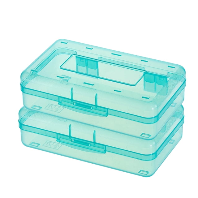 EGNMCR 2pc Plastic Pencil Box Large Capacity Pencil Boxes Clear Boxes With Snap-tight Lid Stackable Design And Stylish Office Supplies Storage Organizer Box Pencil Boxes