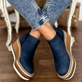 thumbnail image 2 of Kcodviy Ankle Women's Zipper Heel Lace Boots for Women Low Heel Wedge Size Side Solid Soft Boots for Women No Heel Boots Plus Color Platform Rubber Boots for Women Women's Boots, 2 of 5