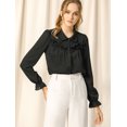 thumbnail image 3 of INSPIRE CHIC Women's Button Down Long Sleeve Cuff Ruffle Detail Blouse Shirt Tops, 3 of 4