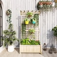 thumbnail image 2 of Outsunny Wood Planter with Trellis Privacy Screen Narural Wood, 2 of 9