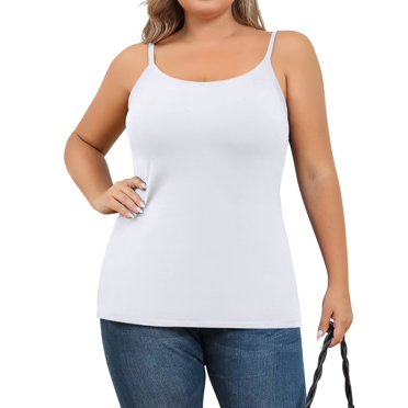 Charmo Cotton Shelf Bra Camisoles Adjustable Spaghetti Strap Tank Tops Scoop Neck Layer Cami S-5X