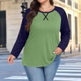 thumbnail image 3 of Yuyuzo Womens Plus Size Tops Color Block Long Sleeve Shirts Crew Neck Loose Fitted Comfy Plain Tunic Tee Shirts, 3 of 7