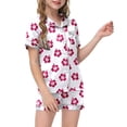 thumbnail image 1 of FhsagQ Ensembles pour Filles Ensembles 2 Pcs Pyjamas pour Enfants Enfants Imprimé Graphique Chemise à Boutons à Manches Courtes Shorts Ensemble de Pyjama Fille Tenues de Printemps Taille 14-16 Tenues Blanc 4-5 Ans, 1 of 5