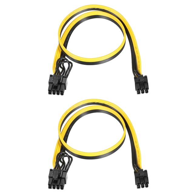 Unique Bargains PCIe Cable 6 Pin Male to 8 Pin (6+2) Male GPU Power Supply Cable PCI Express Power Adapter Cable 520mm/20.5',2pcs