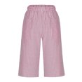 thumbnail image 3 of AherBiu Shorts Droits Taille Haute à Rayures pour Femmes avec Poches, XXXX-Large, 3 of 6