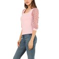 thumbnail image 4 of INSPIRE CHIC Blouse pour Femme à Pois, Encolure Carrée, Maille Semi-Transparente, Manches 3/4, 4 of 6