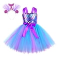 thumbnail image 1 of MIASHUI Robe de Demoiselle d'Honneur Sans Manches à Bretelles, Ensemble de Robes de Princesse Sirène avec Bandeau, Violet Foncé, 7-8 Ans, 1 of 7